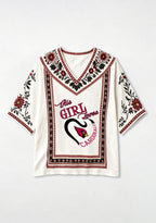 Boho Floral Border Arizona Cardinals V-Neck Blouse