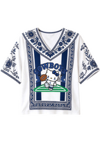 Women's Boho Floral Dallas Cowboys Hello Kitty Game Day V Neck Shirt