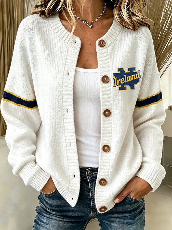 Women'S Casual Football Plant Knitted Cardigan Top