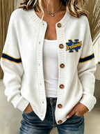 Women'S Casual Football Plant Knitted Cardigan Top