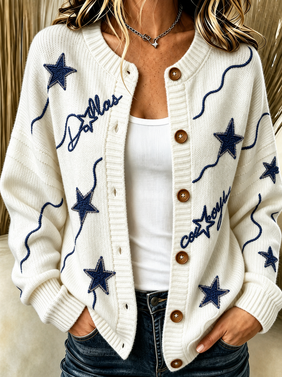 Women'S Casual Football Knitted Cardigan Top Secondary image