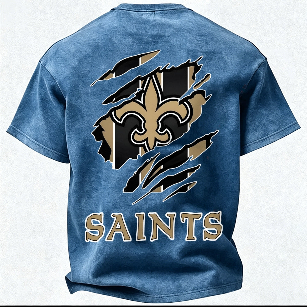 New Orleans Saints Printed Unisex 100% Pure Cotton Washed T-Shirt
