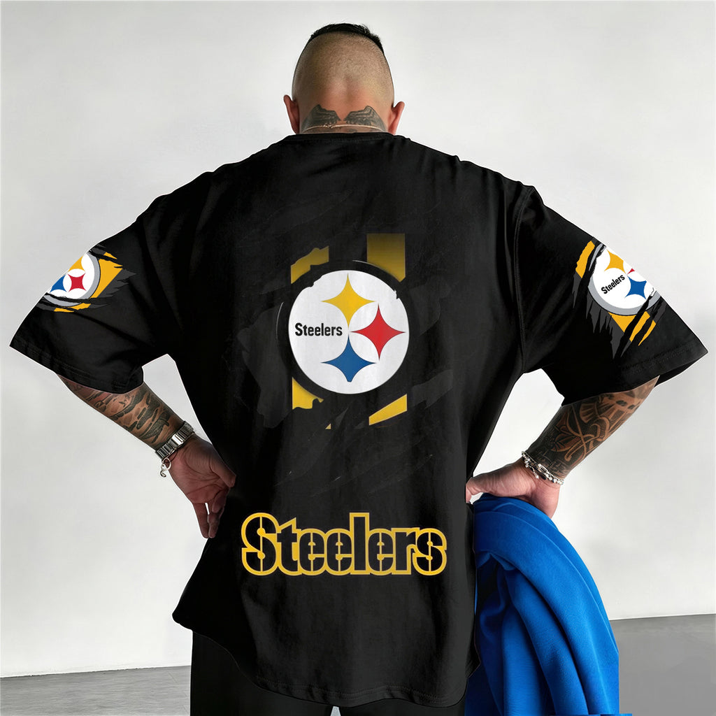 Pittsburgh Steelers Claw‑Tear Effect Printed T-Shirt