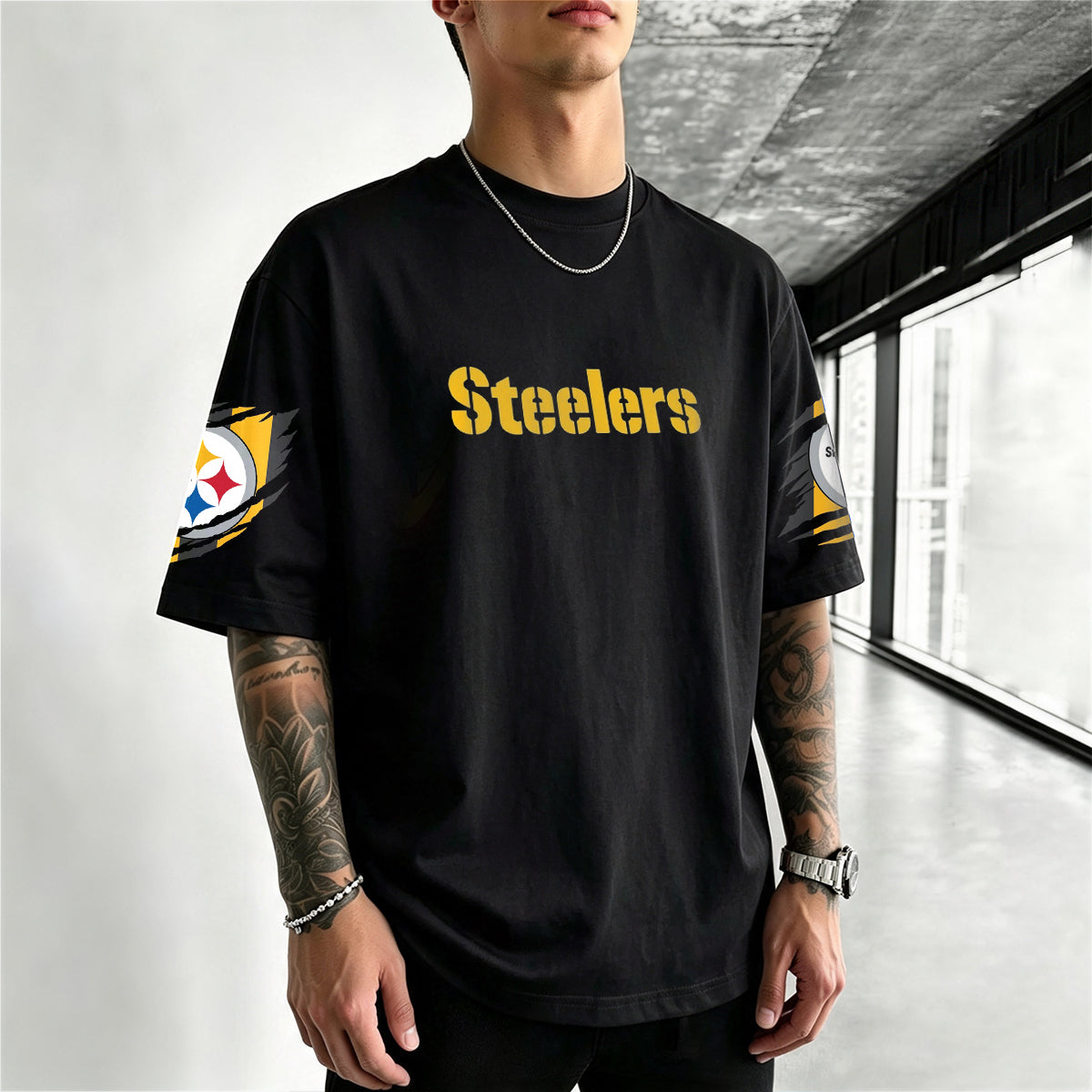 Pittsburgh Steelers Claw‑Tear Effect Printed T-Shirt Secondary image