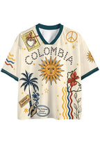 Retro Colombia Travel Stamp Peace Sign Mesh Jersey Shirts
