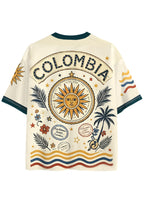 Retro Colombia Travel Stamp Peace Sign Mesh Jersey Shirts