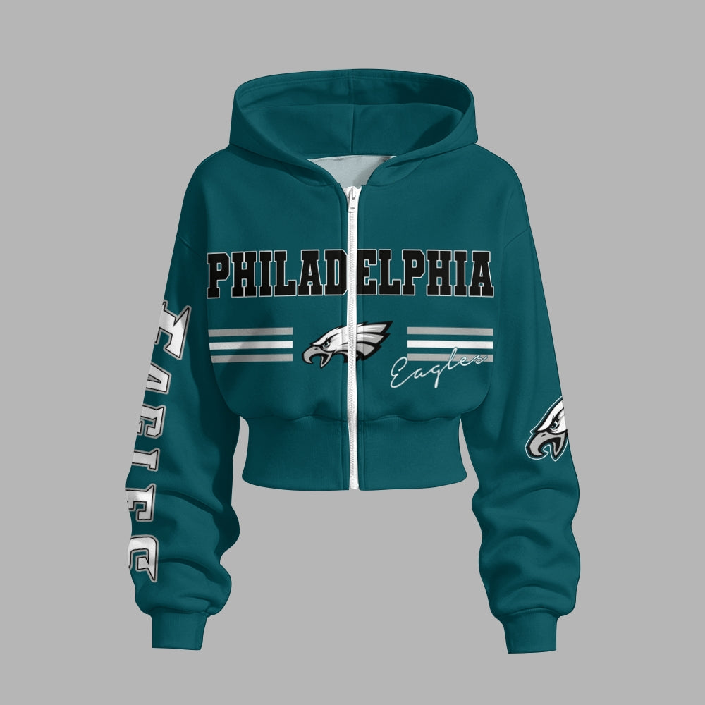 Philadelphia Eagles Zip-up hooded jacket and elastic-waist pants set | NFL