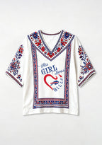 Boho Floral Border Buffalo Bills V-Neck Blouse
