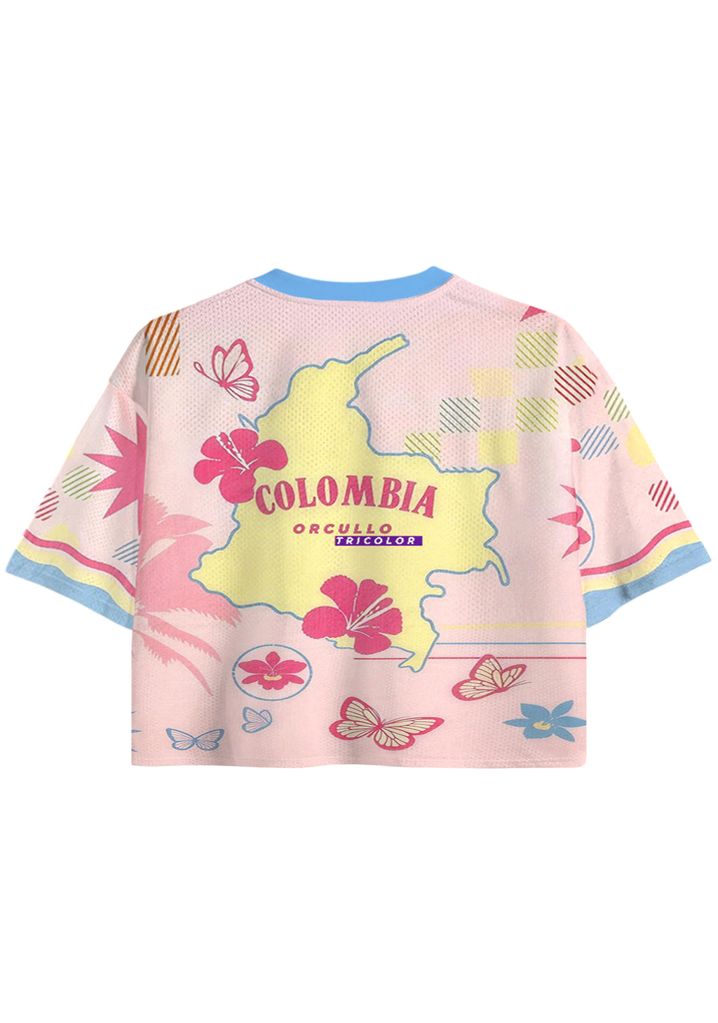 Tropical Abstract Print Colombia Cropped Jersey Shirt