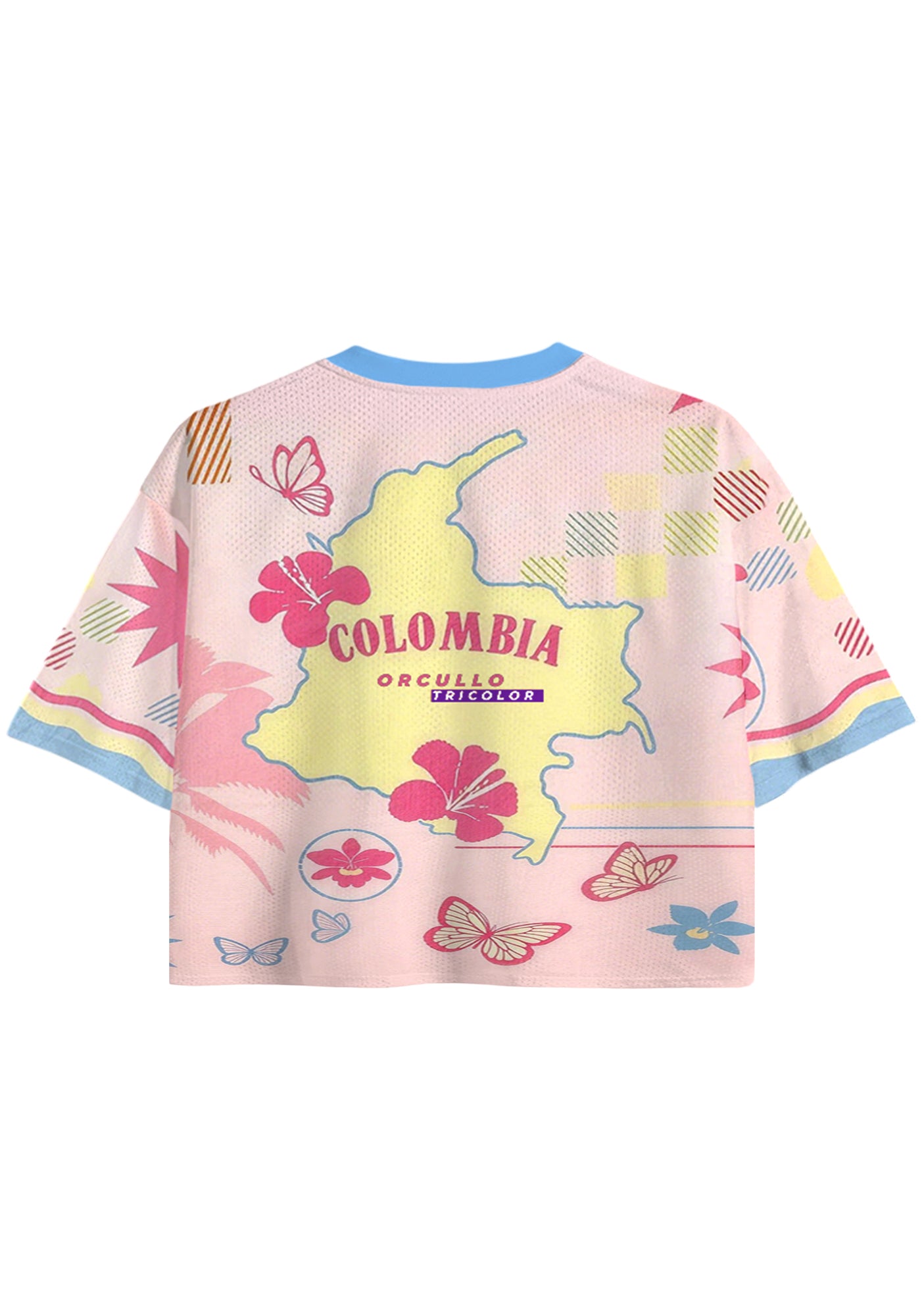 Tropical Abstract Print Colombia Cropped Jersey Shirt