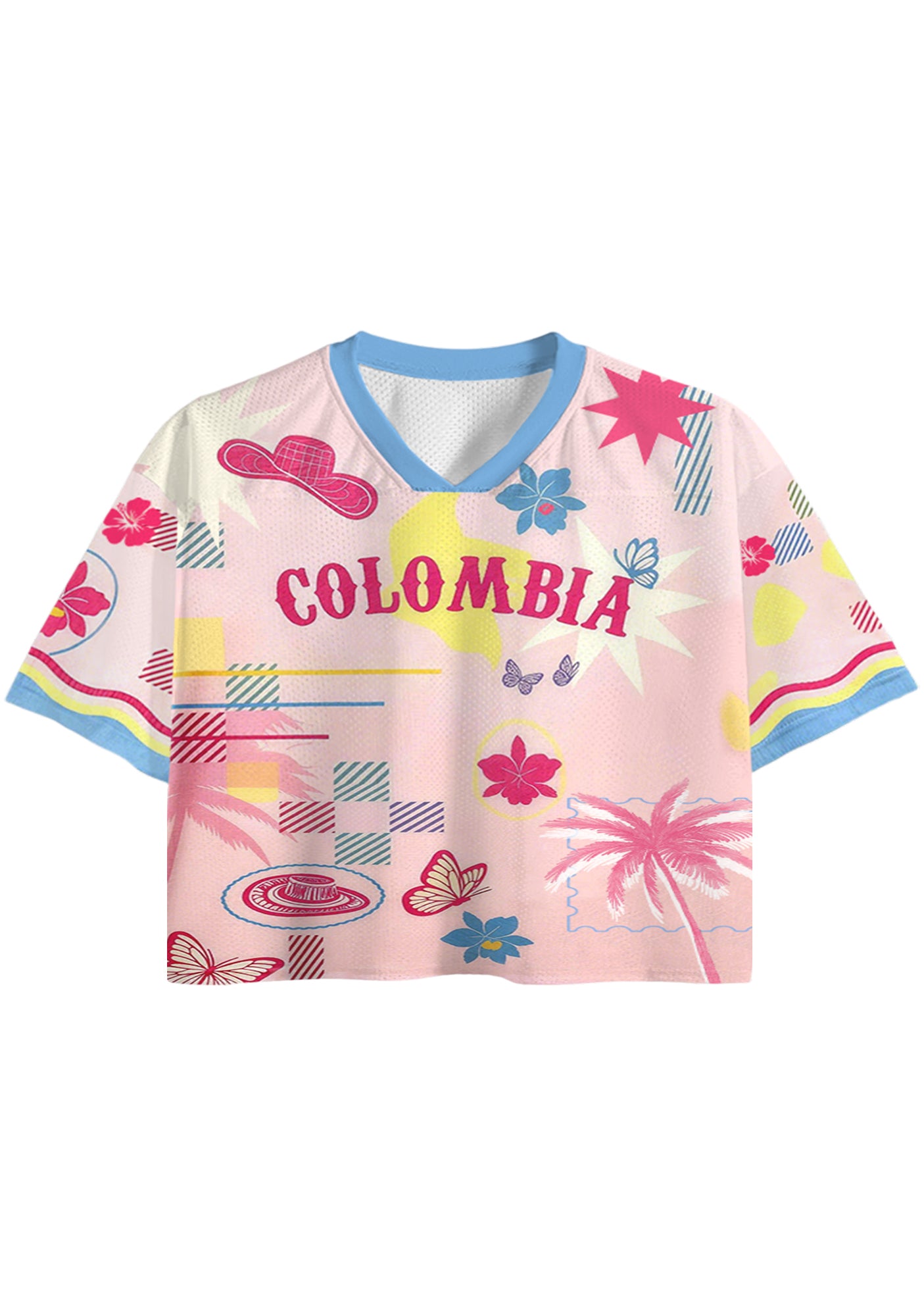 Tropical Abstract Print Colombia Cropped Jersey Shirt Secondary image