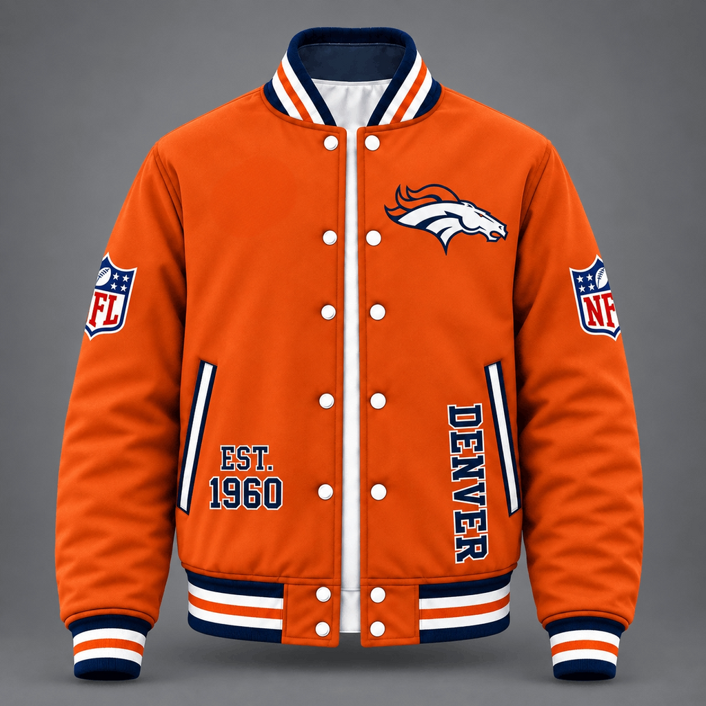 Unisex Denver Broncos Orange Varsity Jacket