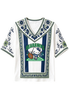 Women's Boho Floral Seattle Seahawks Hello Kitty Game Day V Neck Shirt