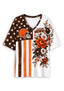 Women's Cleveland Browns American Flag Floral V-Neck T-Shirt