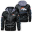 Denver Broncos Graphic PU Faux Leather Hooded Jacket