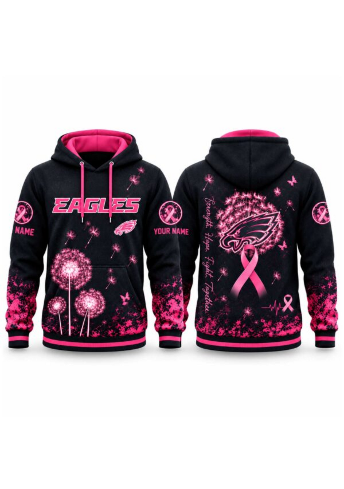 Philadelphia Eagles Breast Cancer Awareness Dandelion Hoodie