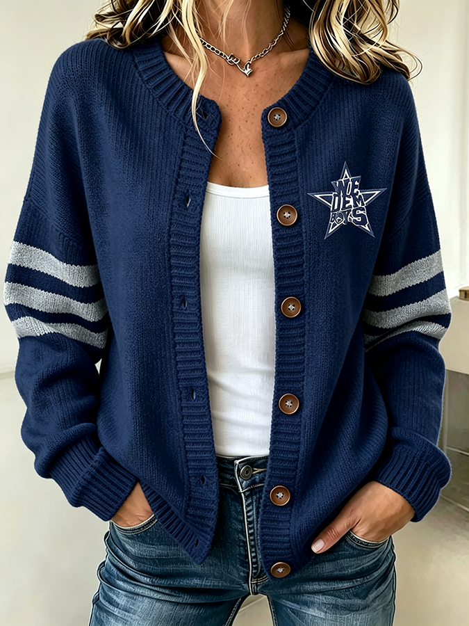 Women'S Casual Football Plant Knitted Cardigan Top