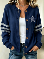 Women'S Casual Football Plant Knitted Cardigan Top