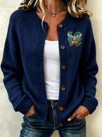 Women'S Football Printed Knitted Cardigan