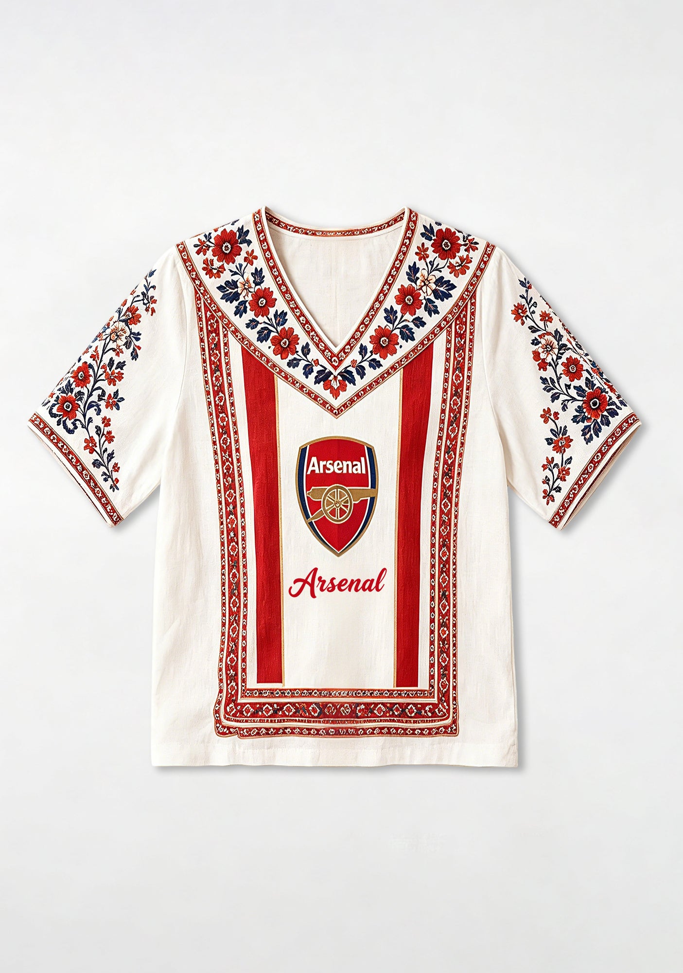 Boho Floral Border Arsenal V-Neck Blouse Secondary image