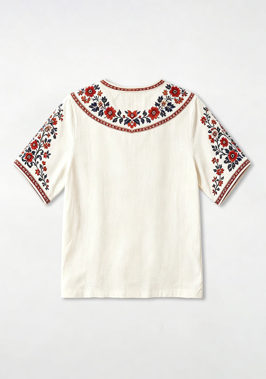 Boho Floral Border Arsenal V-Neck Blouse