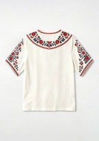Boho Floral Border Arsenal V-Neck Blouse