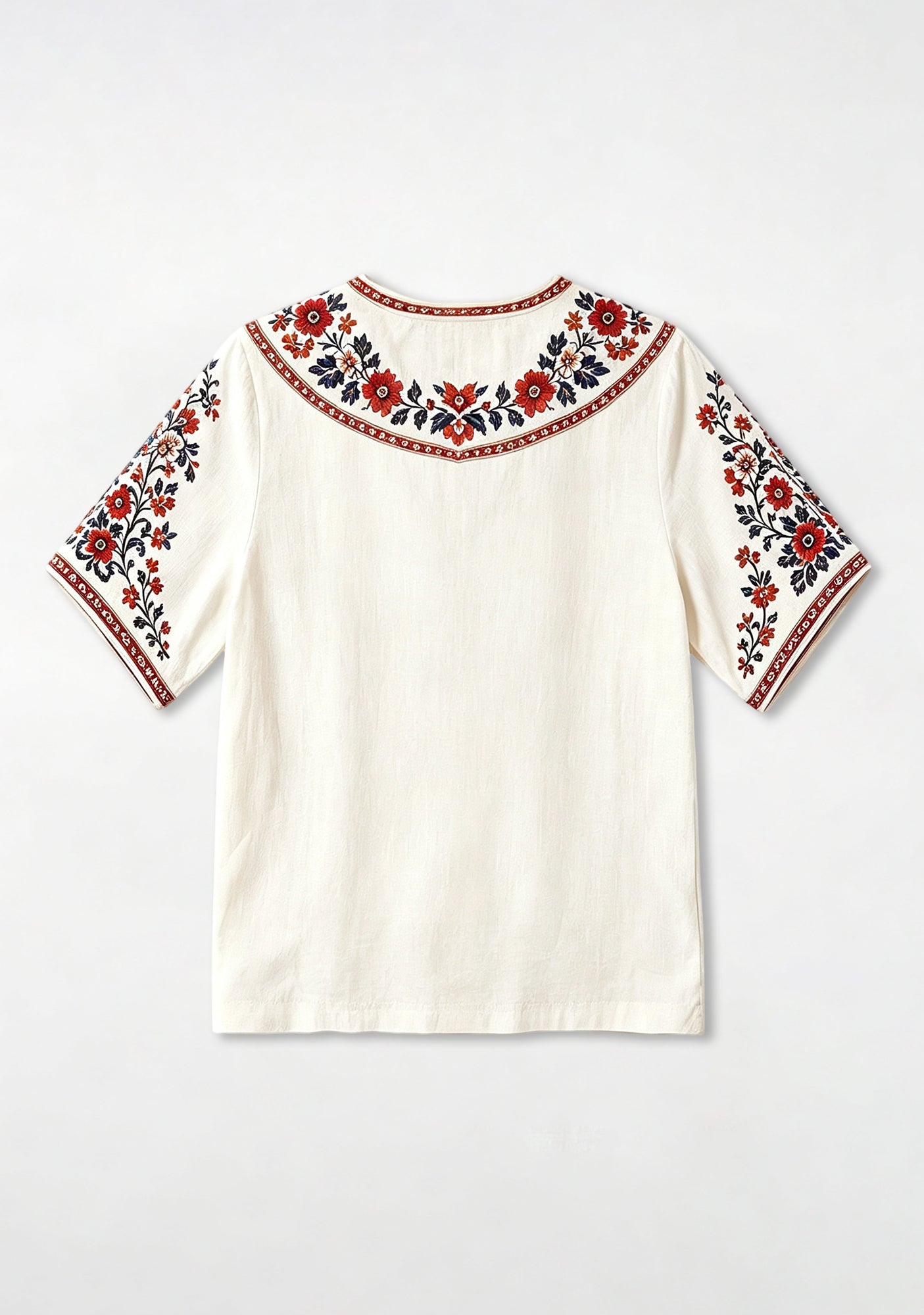 Boho Floral Border Arsenal V-Neck Blouse