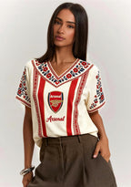 Boho Floral Border Arsenal V-Neck Blouse