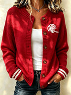 Women'S Casual Football Plant Knitted Cardigan Top