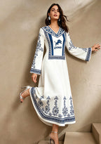 Detroit Lions Boho Floral Printed Game‑Day Midi Dress
