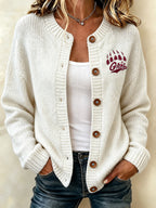 Women's Football Fans Printed Knitted Cardigan Top