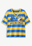 Women's Peace Love Los Angeles Chargers Football Striped V Neck T-Shirt