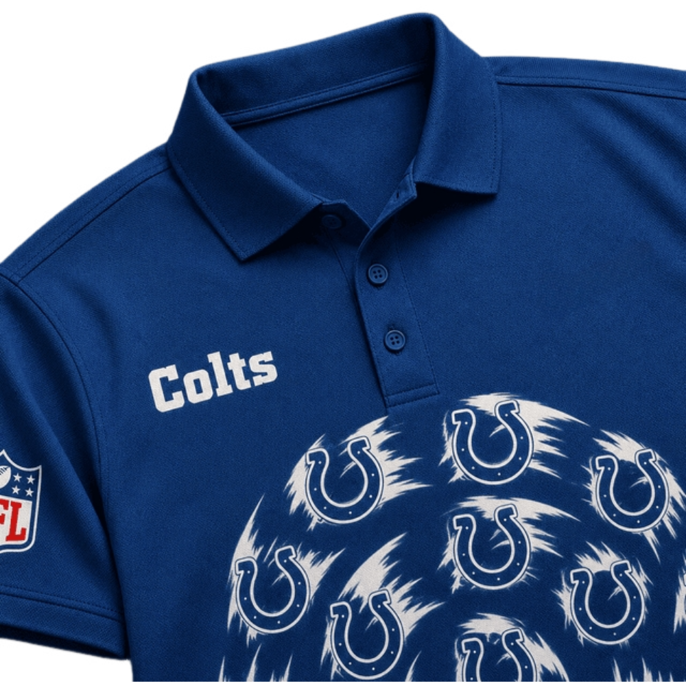 Colts Circular Horseshoe Print Men's Fan Polo Shirt