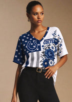 Women's Indianapolis Colts American Flag Floral V-Neck T-Shirt