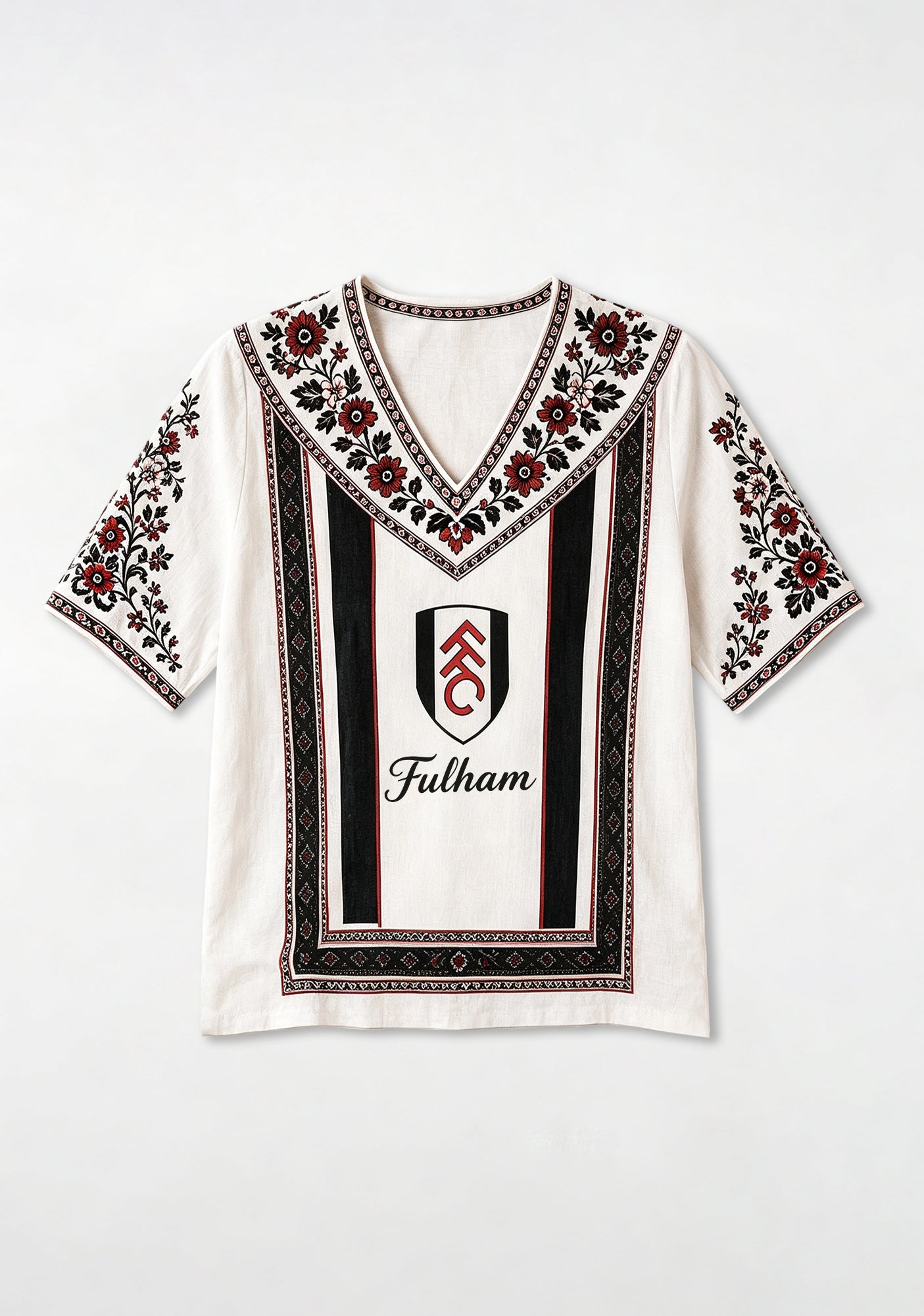 Boho Floral Border Fulham V-Neck Blouse