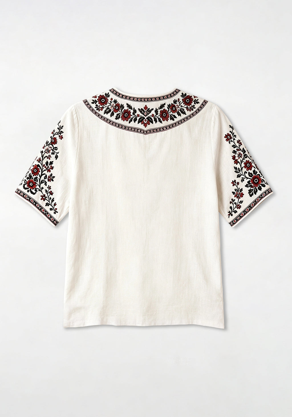 Boho Floral Border Fulham V-Neck Blouse