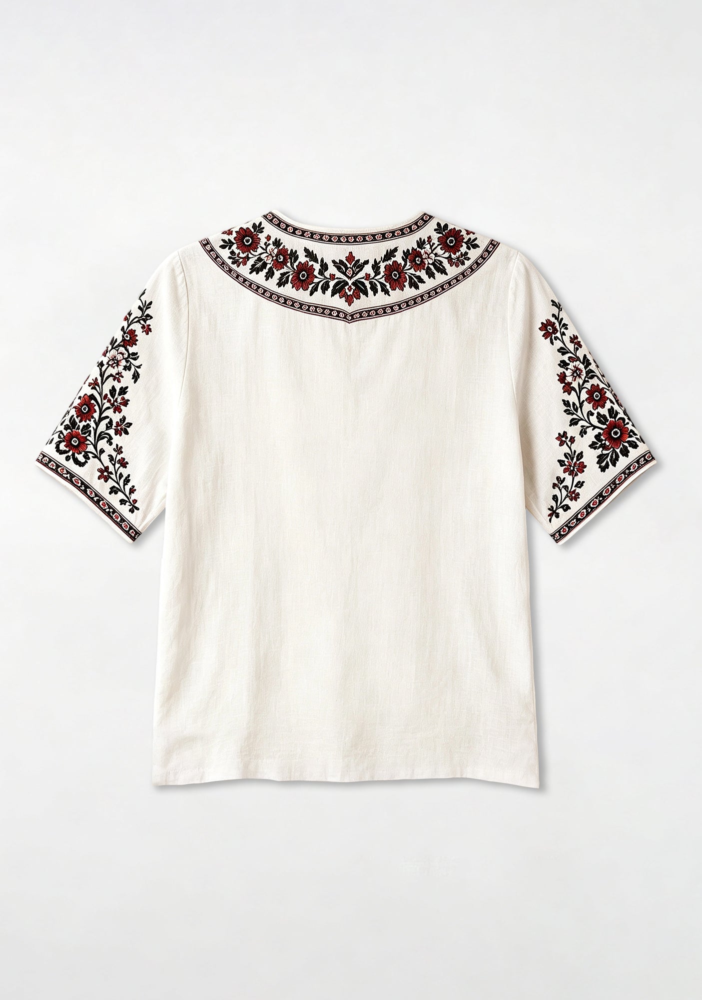 Boho Floral Border Fulham V-Neck Blouse