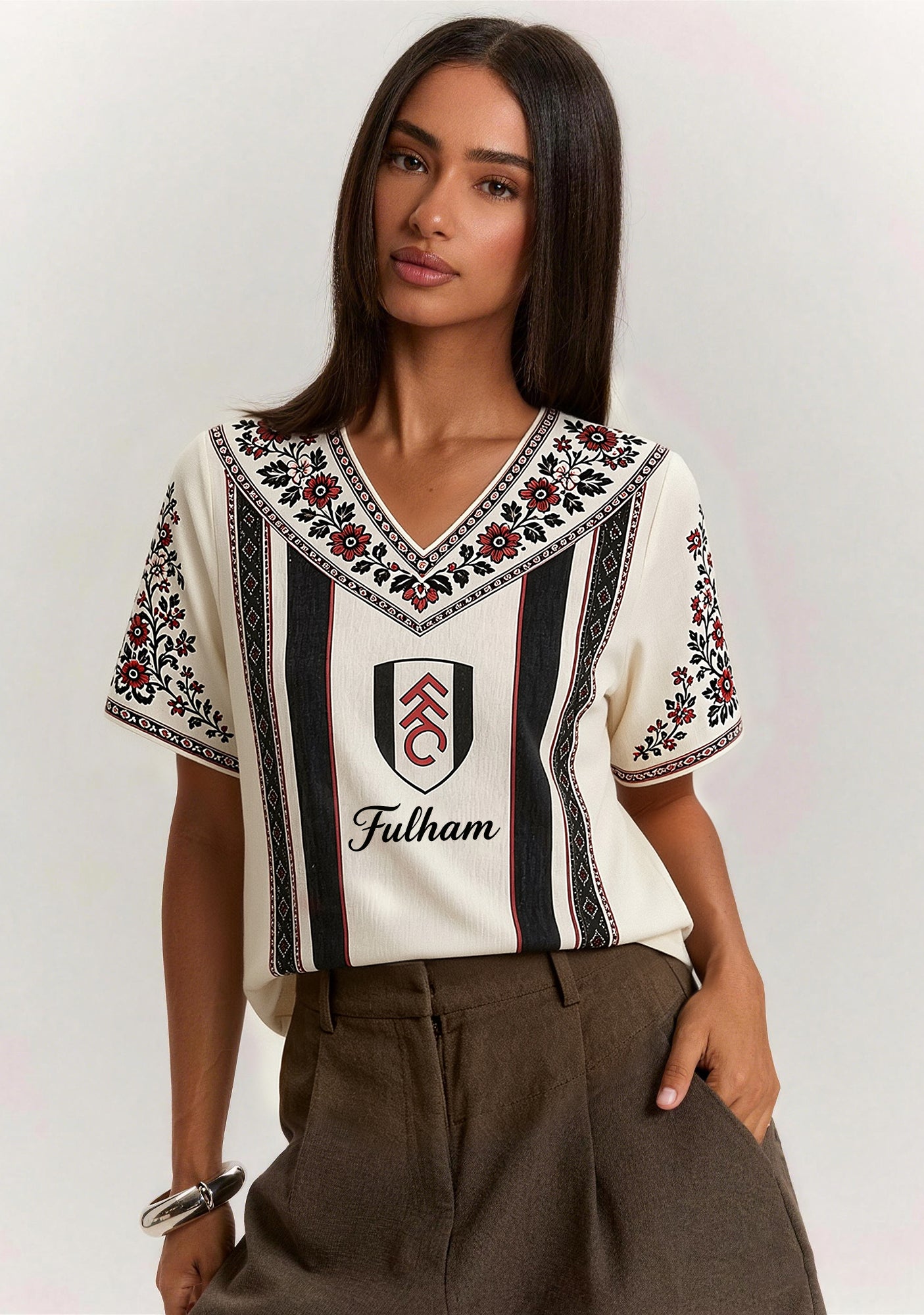 Boho Floral Border Fulham V-Neck Blouse Main image