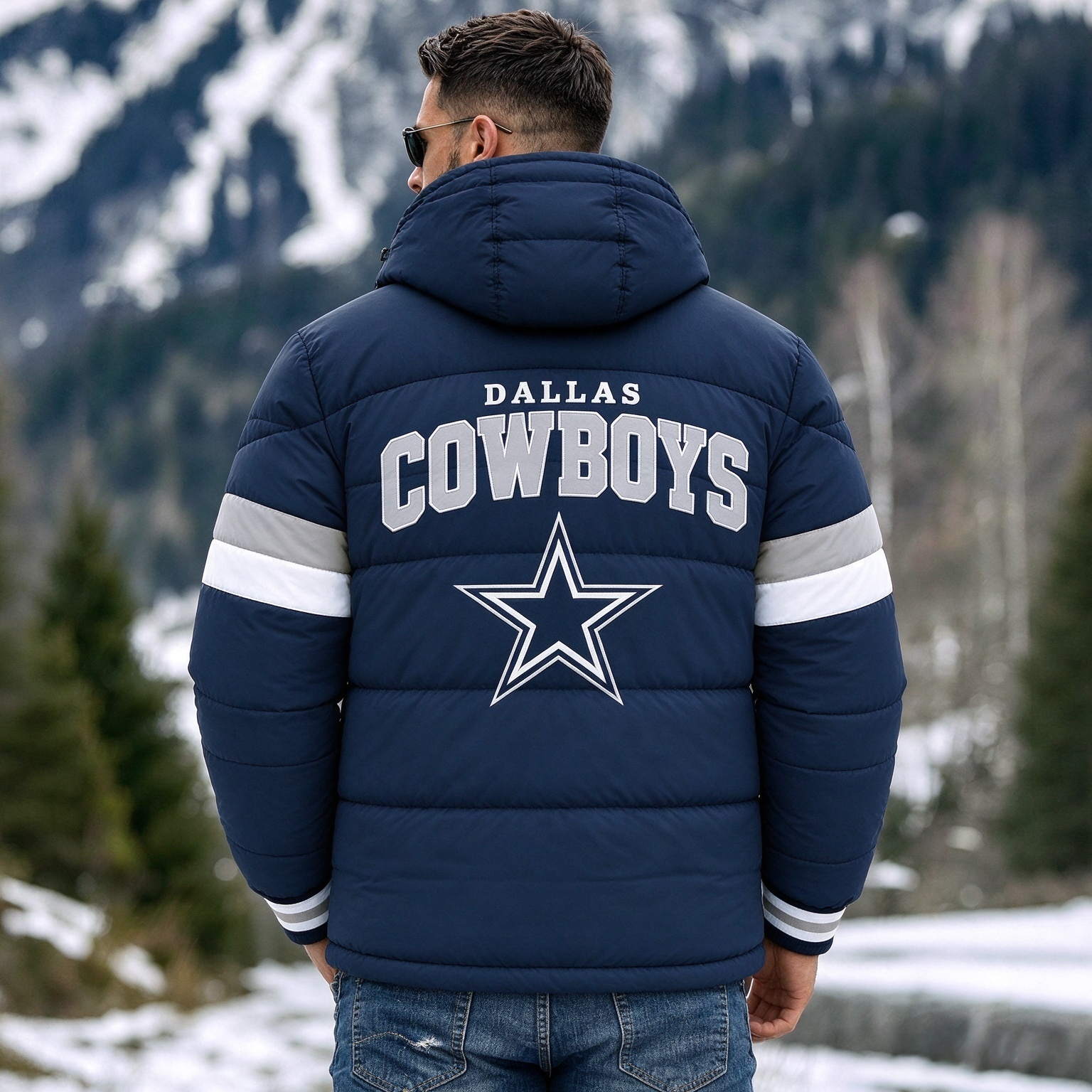 Dallas Cowboys Hooded Color Block Puffer Jacket  Custom Name Gifts For Fan Secondary image