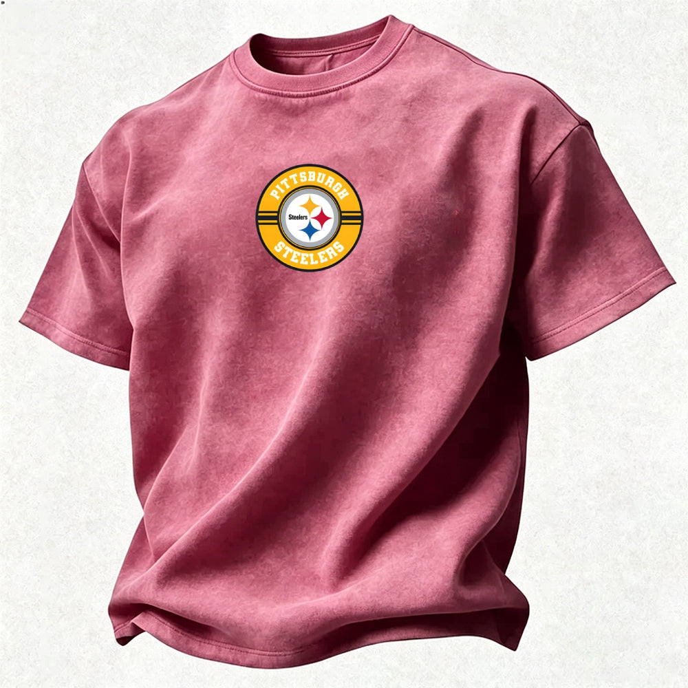 Pittsburgh Steelers Printed Unisex 100% Pure Cotton Washed T-Shirt