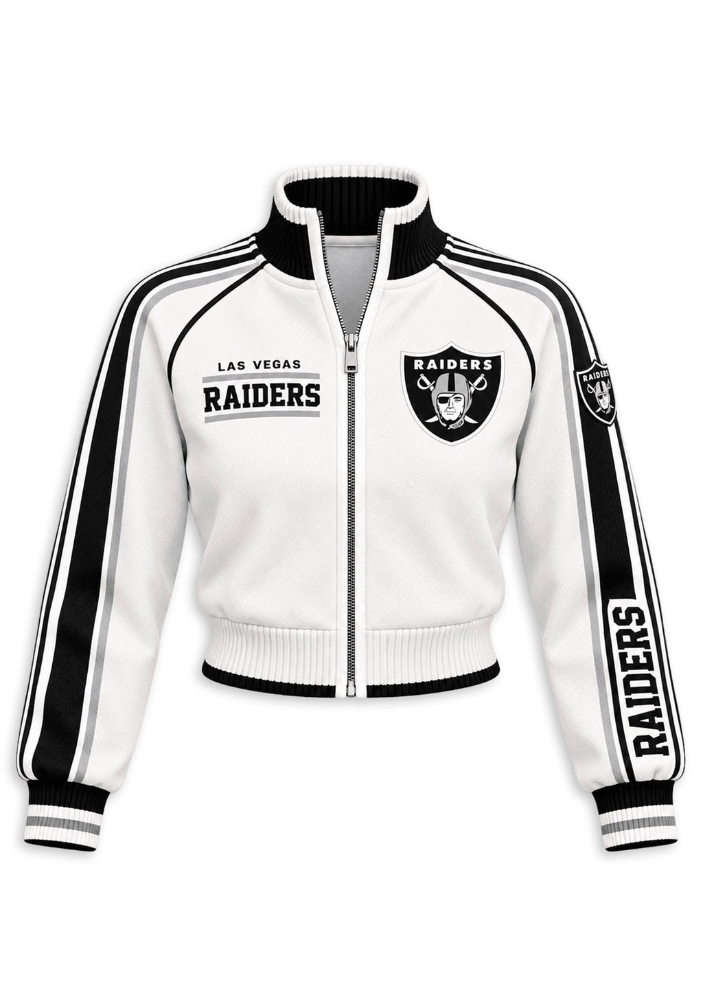 Women's Las Vegas Raiders Cropped Zip Up Track Jacket