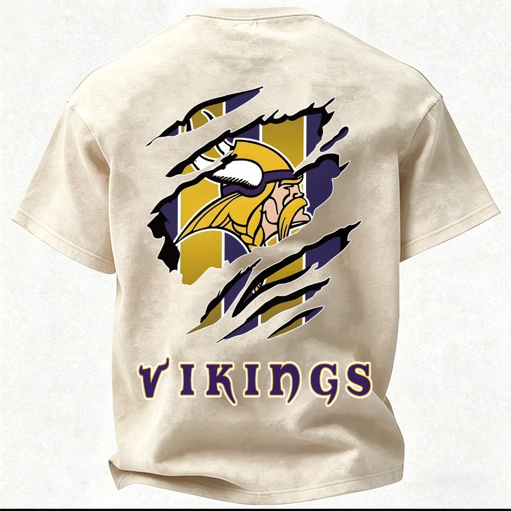 Minnesota Vikings Printed Unisex 100% Pure Cotton 100% pure cotton Washed T-Shirt