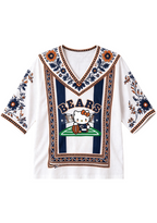 Women's Boho Floral Chicago Bears Hello Kitty Game Day V Neck Shirt