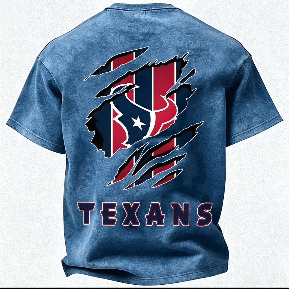Houston Texans Printed Unisex 100% Pure Cotton Washed T-Shirt