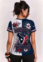 Women Houston Texans Floral Henley T-Shirt