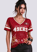 Women's San Francisco 49ers Floral V-Neck T-Shirt