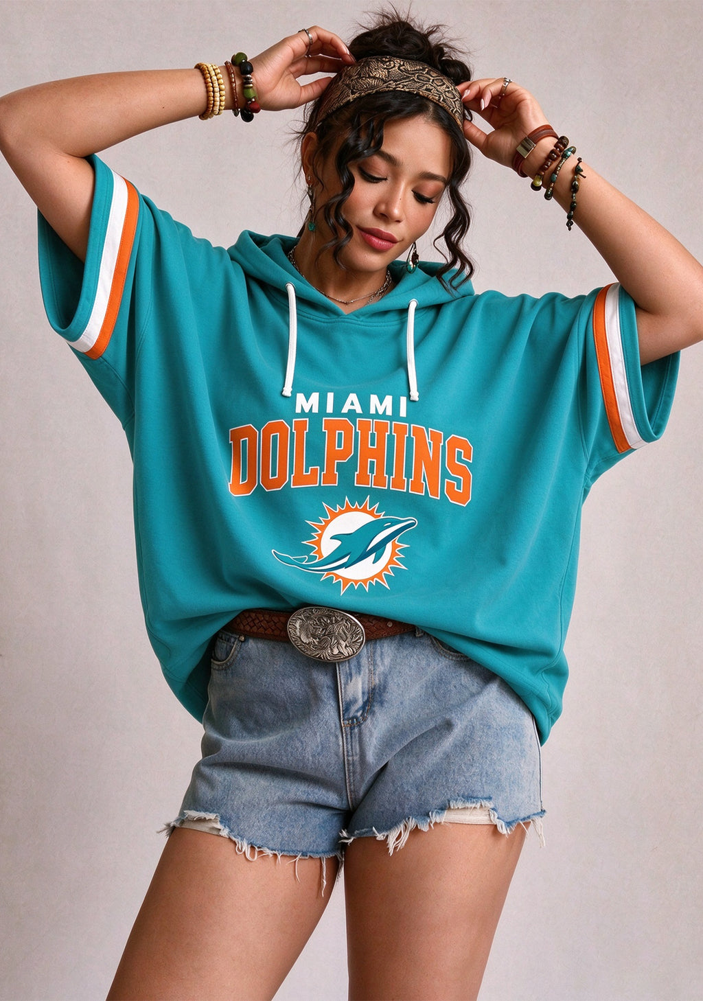 Women’s Miami Dolphins 3/4 Dolman Sleeve Hoodie