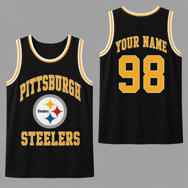 Personalized Name Pittsburgh Steelers Football Fan Sleeveless Game Day Shirt Main image