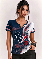 Women Houston Texans Floral Henley T-Shirt