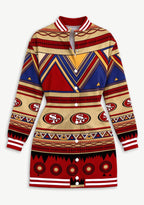 Women's San Francisco 49ers Tribal Geometric Pattern Button Down Jacket Dress